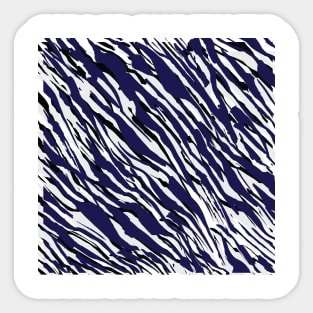 Zebra Print-Retro Modern- Abstract Pattern Square in Black ,White and Blue Sticker